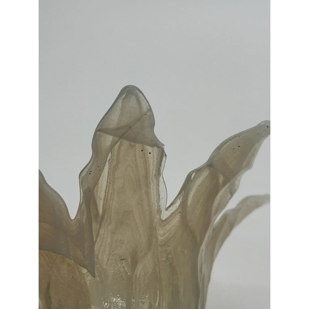 Handmade Iridescent Cream Glass Flower Bowl - Decorative Home Accent